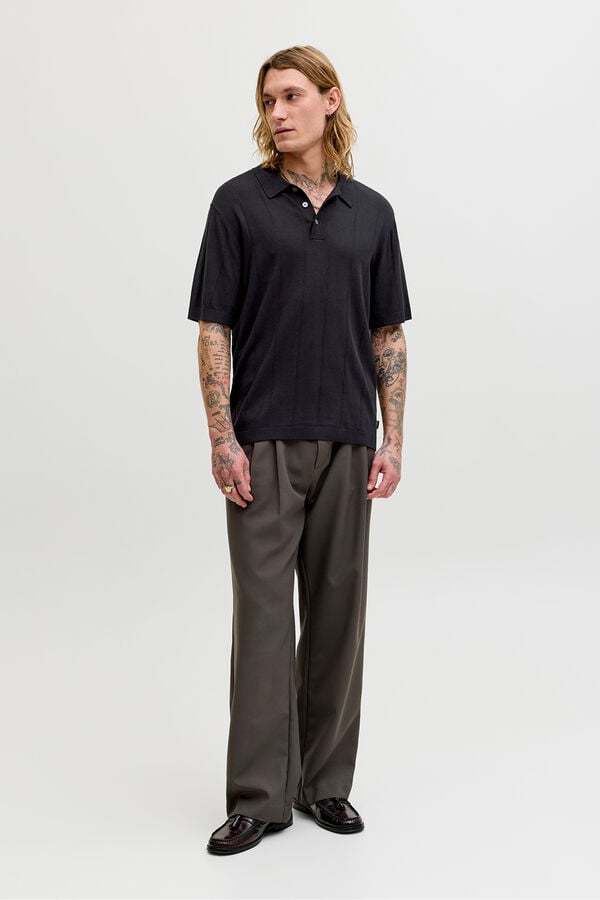 Jack & Jones Polo manga curta em malha Preto