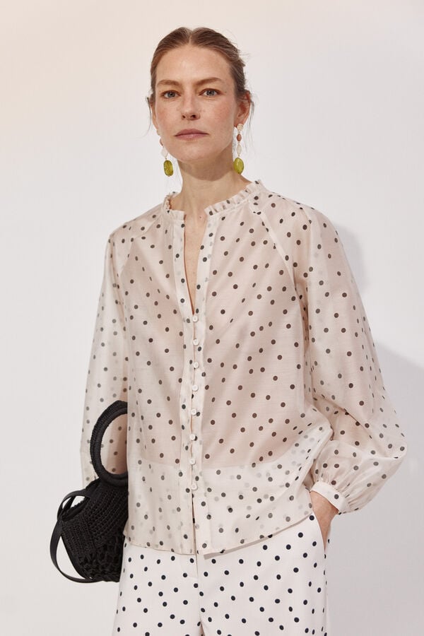 Cortefiel Polka-dots ruffle blouse Multicolour
