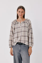 Cortefiel Rustic plaid blouse Printed beige