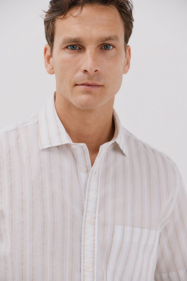 Cortefiel short sleeve striped shirt White