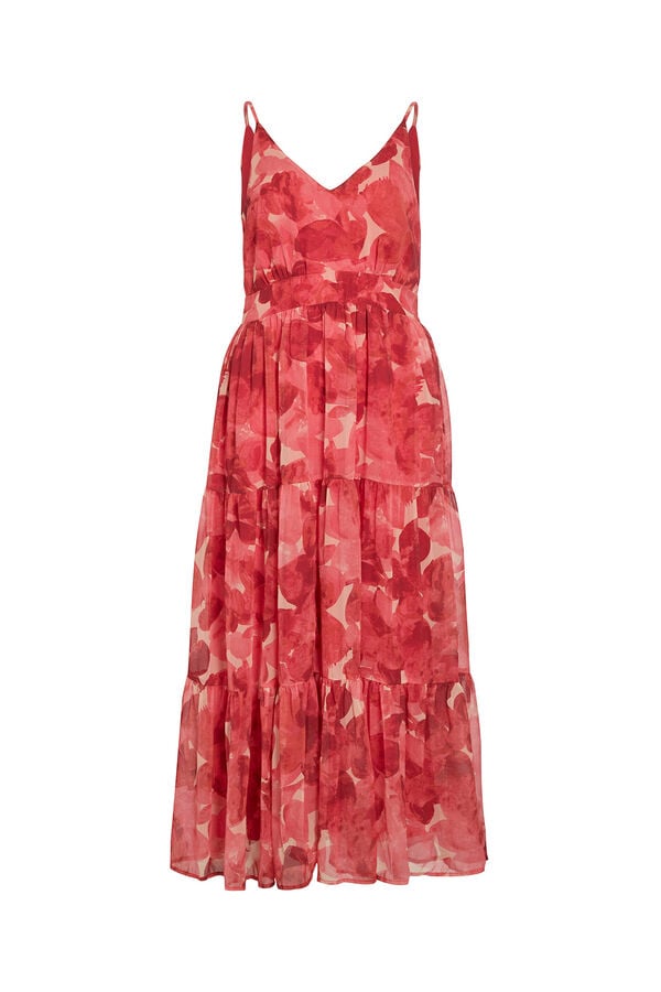Vila Vestido midi floral Vermelho