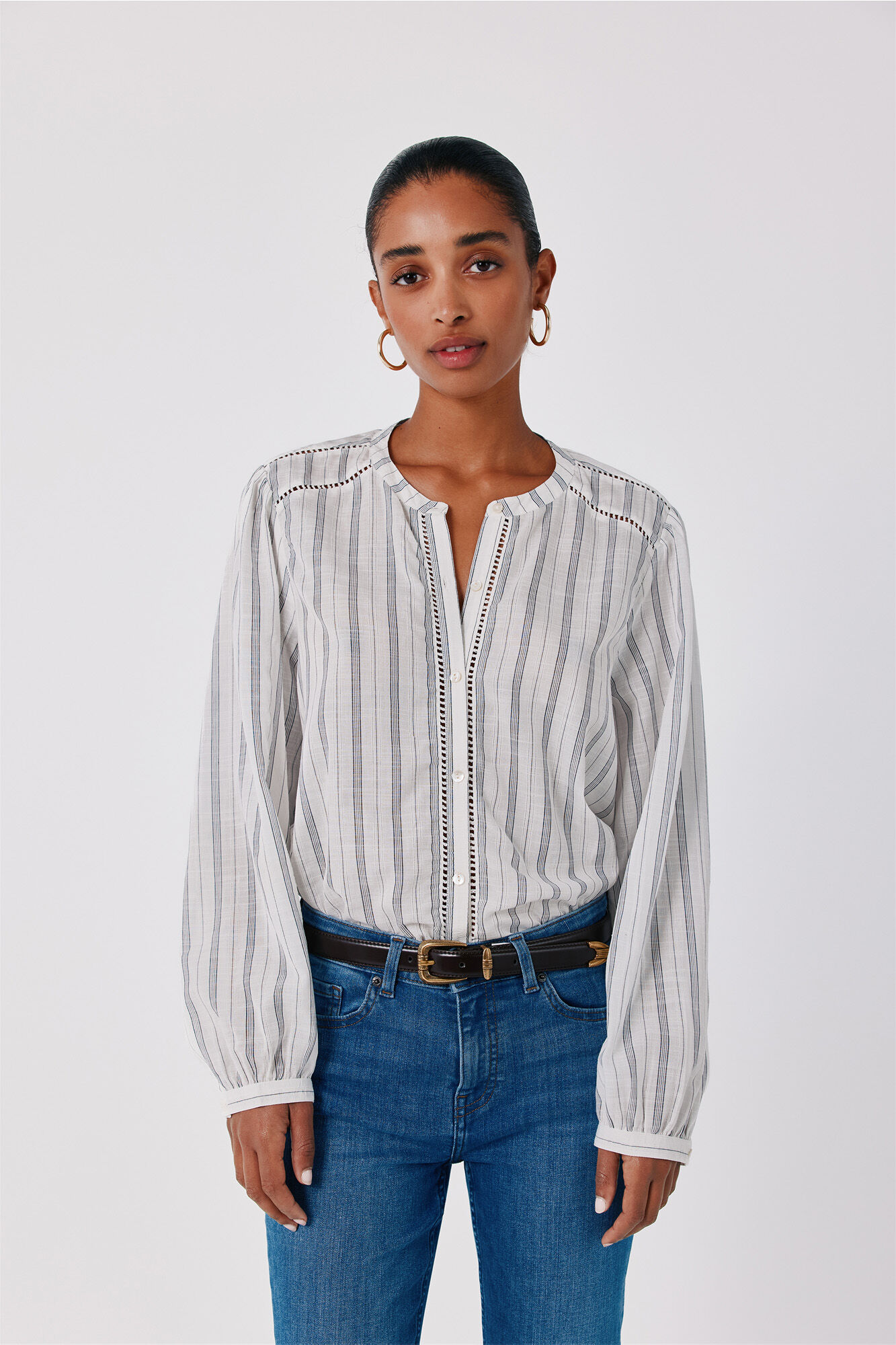 Cortefiel Striped openwork blouse