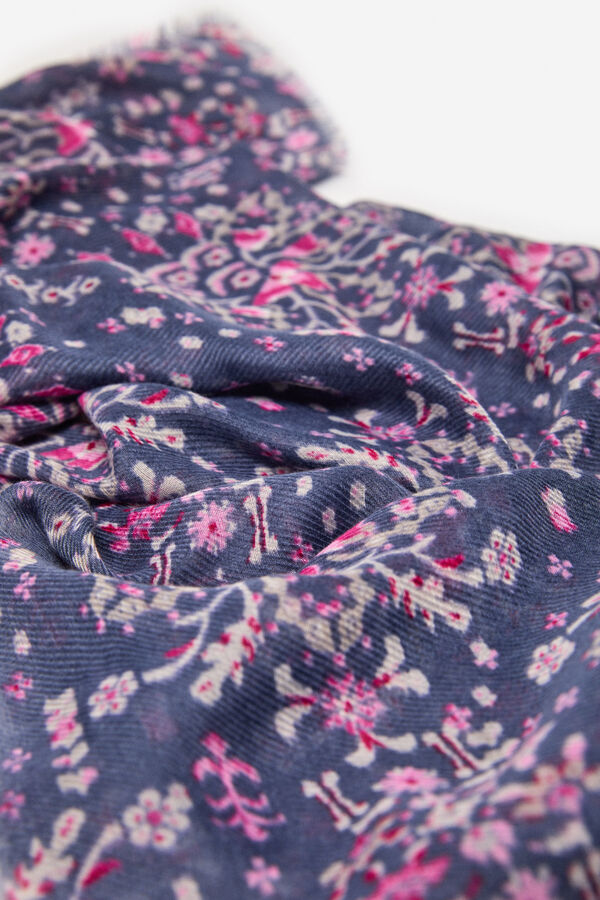 Cortefiel Floral print scarf Navy