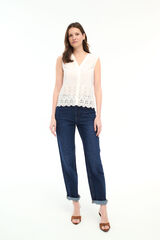 Vila Blusa de algodão com renda Branco