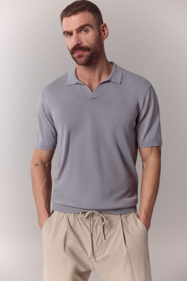 OOTO Camisola polo lisa de manga curta Cinzento