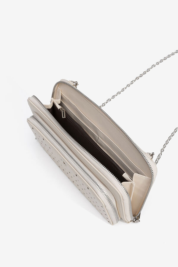 Vilanova Carteira efeito pele perfurada Ecru