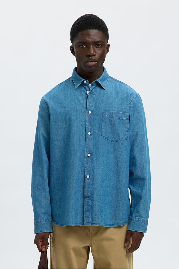 Selected Camisa vaquera ligera 100% algodón orgánico. Azul