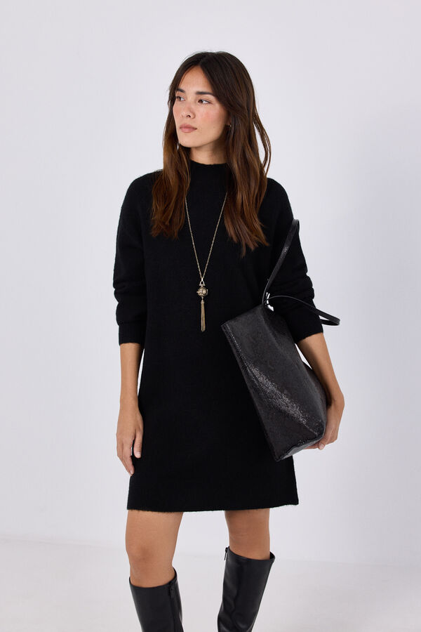 Cortefiel Long knit jumper Black