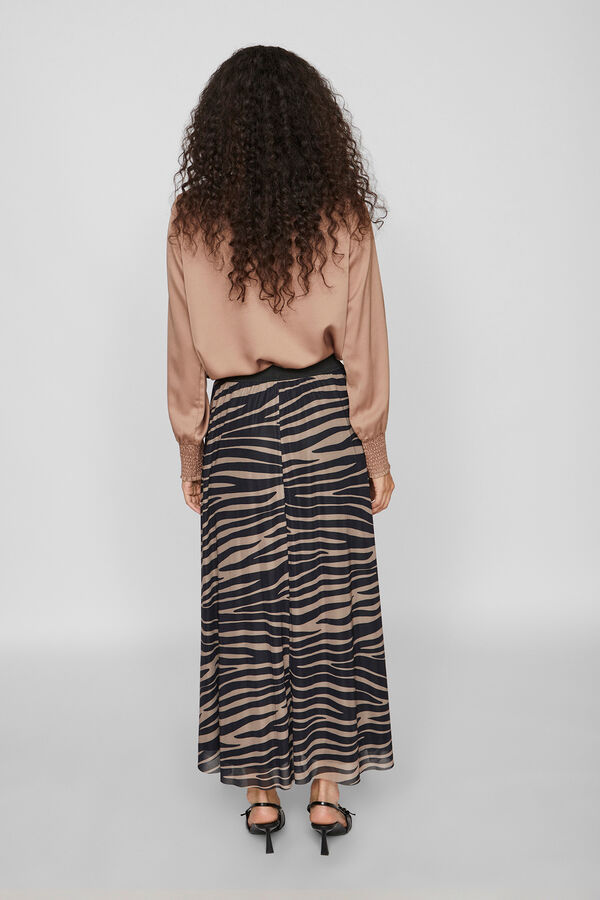 Cortefiel Long printed skirt Dark brown