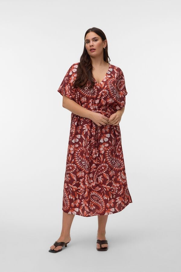 Vero Moda Curve Vestido curto decote em bico tamanho grande Castanho