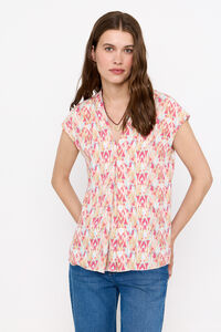 Cortefiel Fluid V-neck blouse Printed red