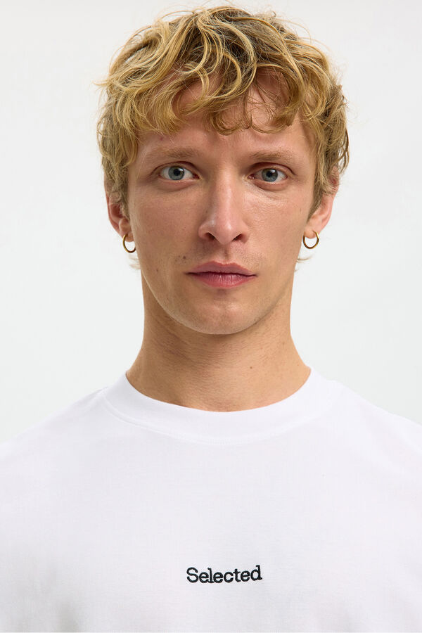 Selected Camiseta com logo de T-shirt de manga curta   Branco