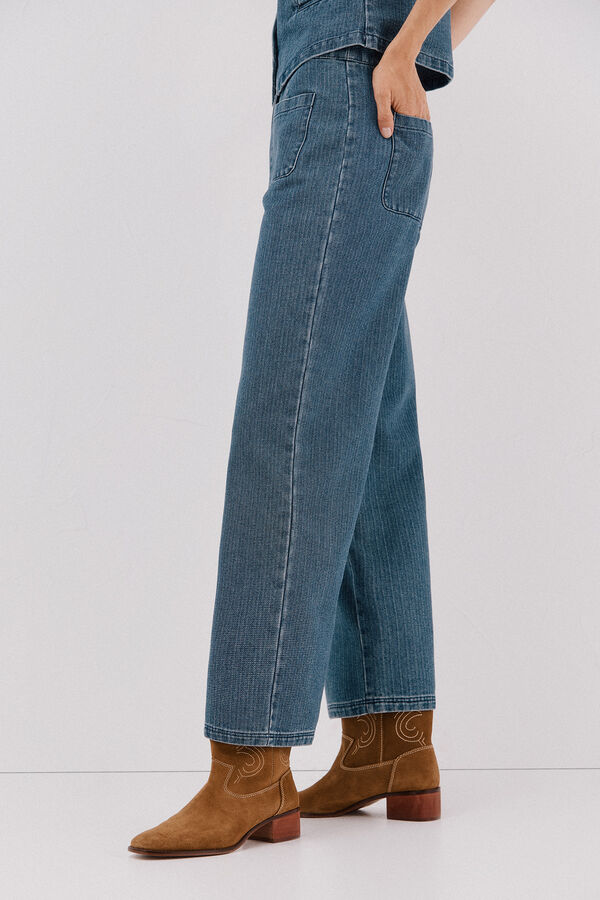 Cortefiel  textured marine trousers Blue