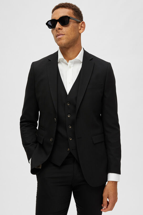 Selected Blazer Slim Fit com lã Preto