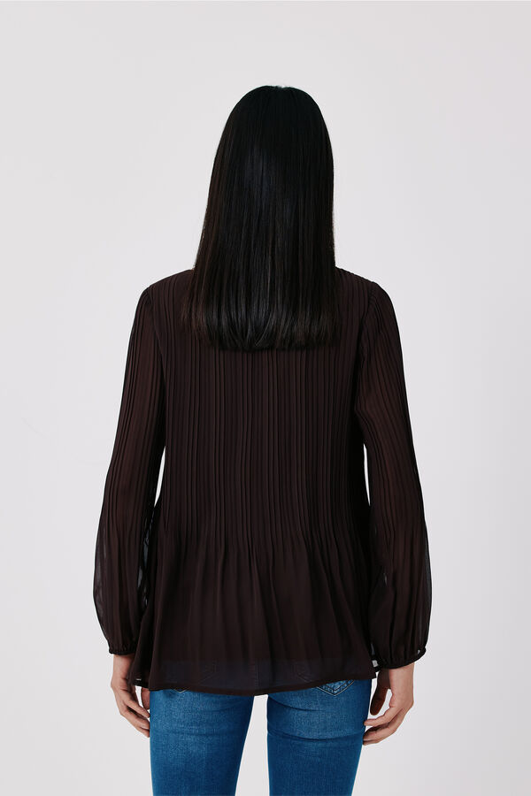 Cortefiel Pleated blouse Dark brown