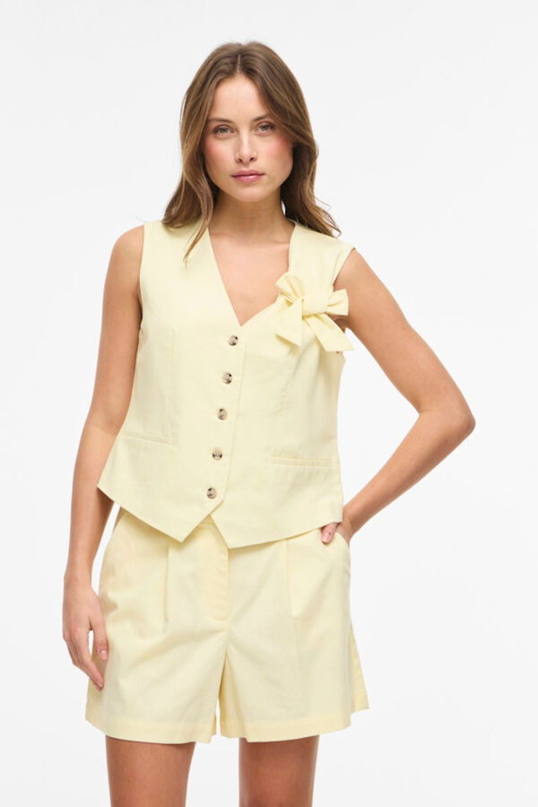 Vila Colete de vestir com la&ccedil;ada Amarelo