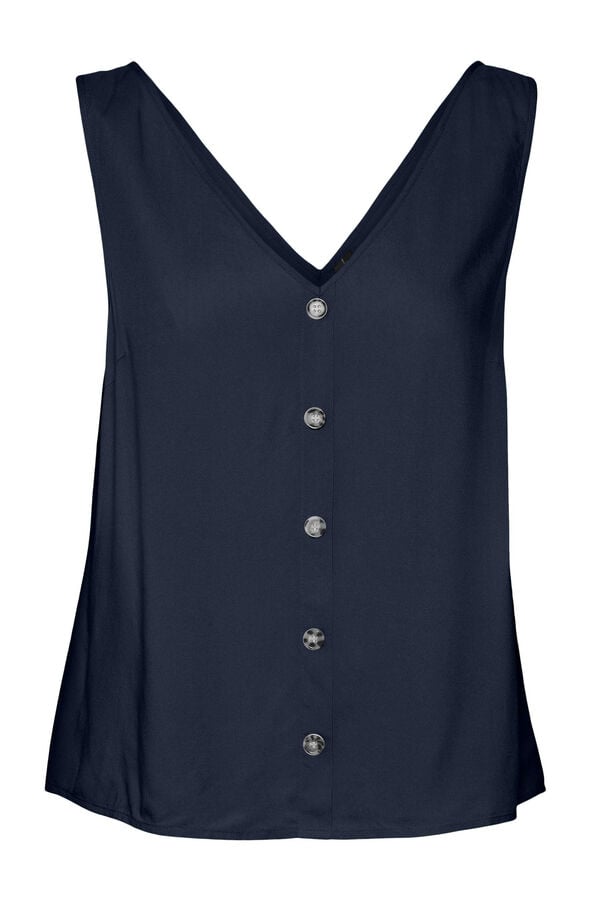 Cortefiel Women's strappy top with button detail Navy