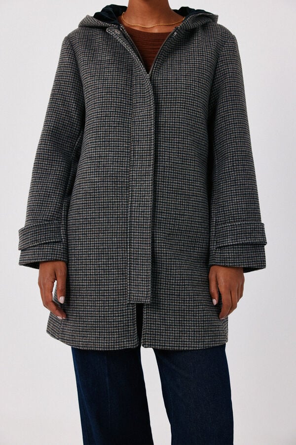 Cortefiel Jacket zip fastening hood Printed grey