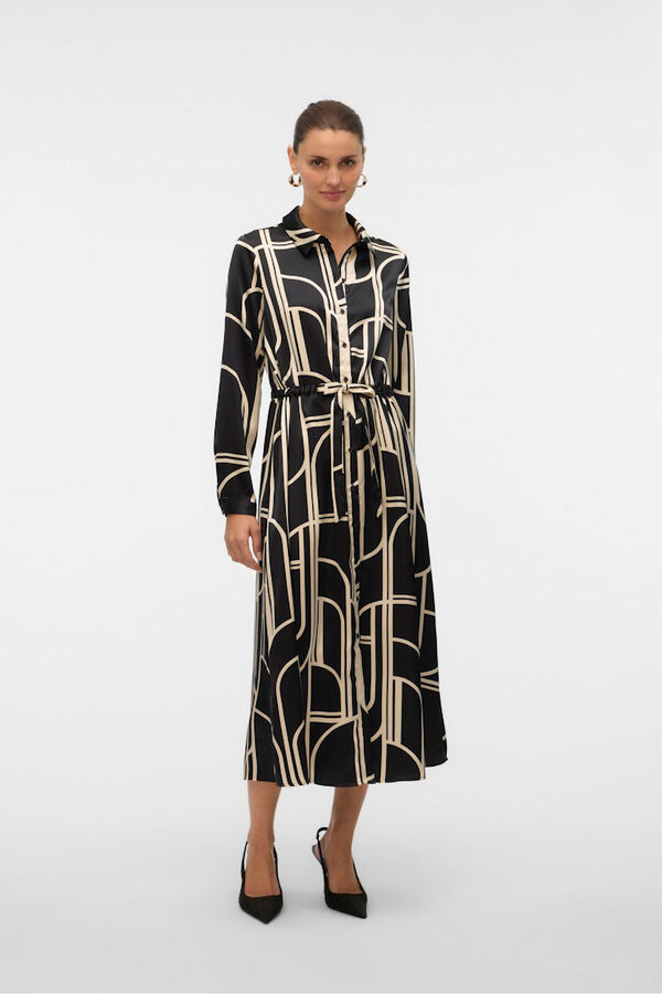 Vero Moda Vestido 7/8 camisero satinado Negro