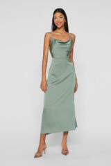 Vila Vestido midi acetinado Verde