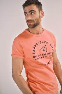 Cortefiel T-shirt with front print Coral