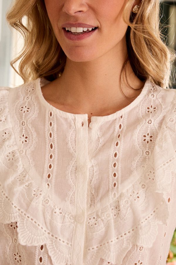 Pol&iacute;n Et Moi Camisa com folho Aida Branco