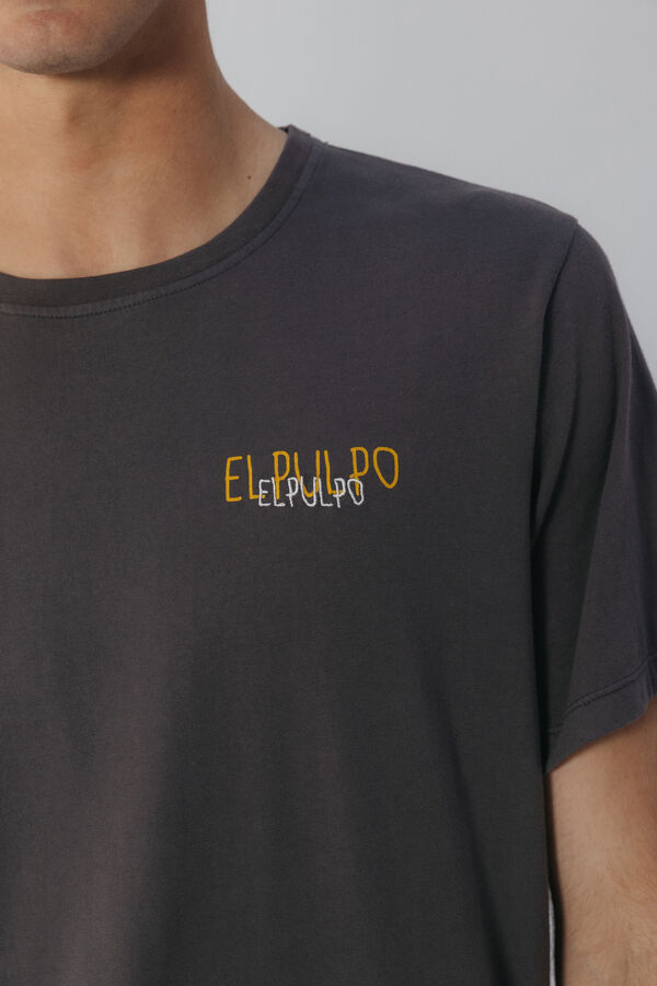 elPulpo T-shirt com logo tran&ccedil;ado Cinzento