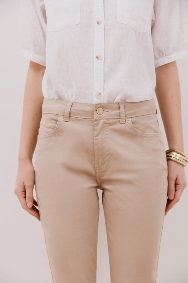 Cortefiel Colored cropped skinny pants Nude