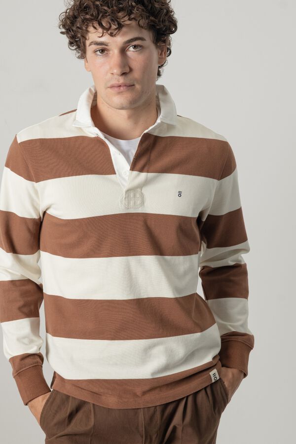 PuroEGO Striped rugby polo shirt Dark brown