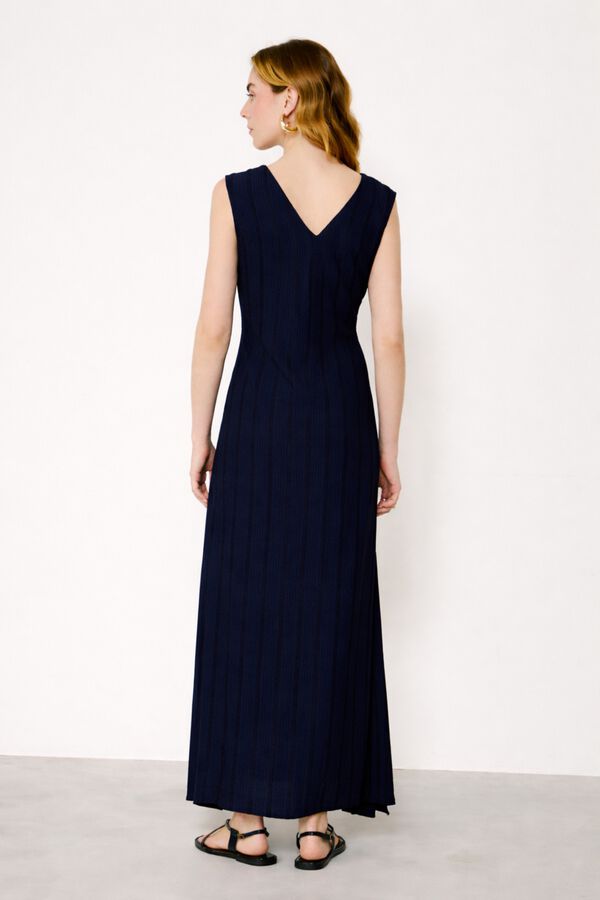 Vila Vestido midi de viscosa Azul marino