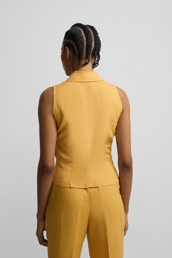 Silbon Top com abas de linho Dourado