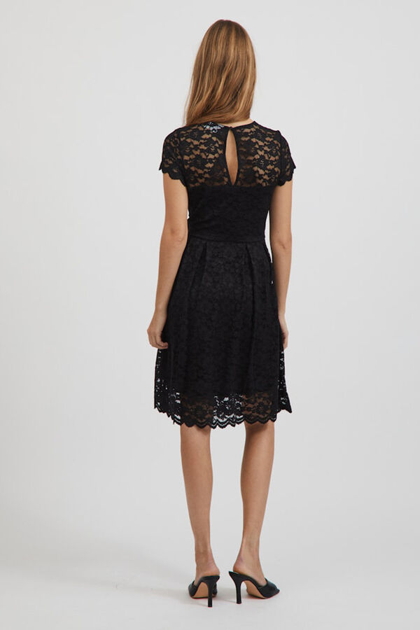 Vila Vestido curto de festa com renda Preto