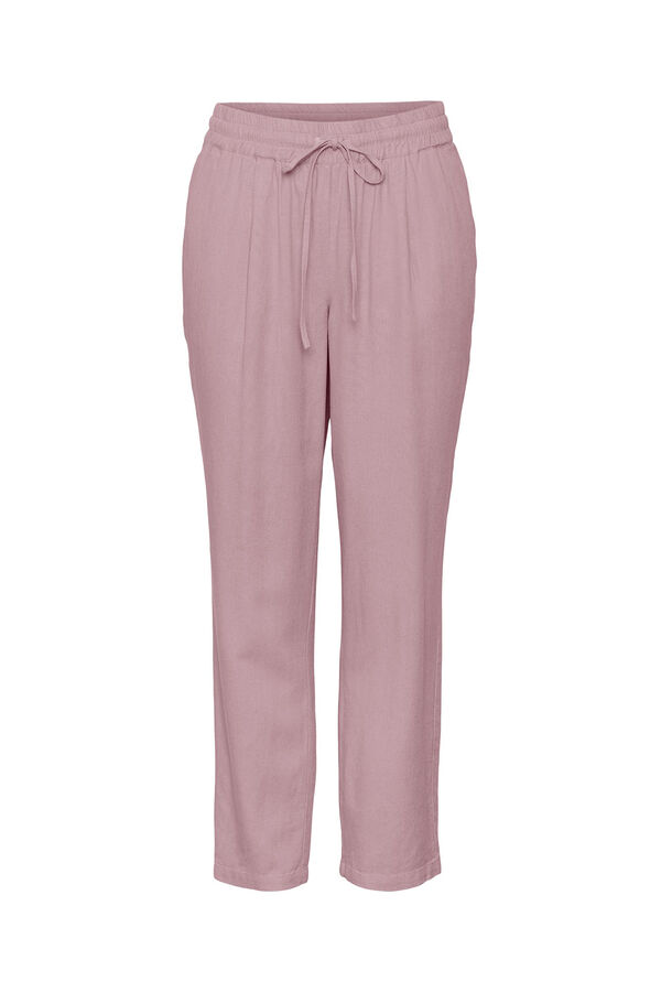 Cortefiel Linen trousers with elasticated waist Lilac