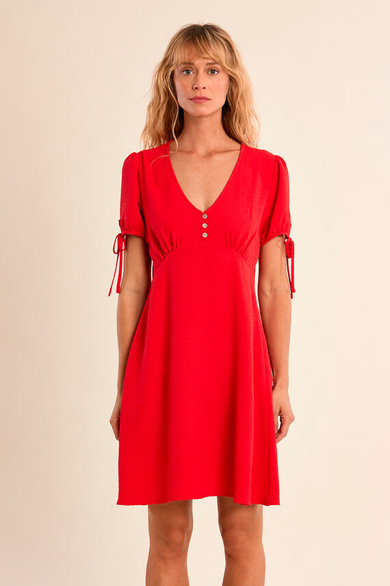 Vestido de manga corta detalle lazada