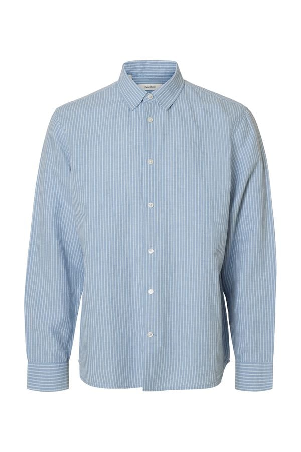 Selected Camisa em mistura de linho Azul