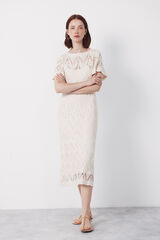 Cortefiel Long crochet dress White