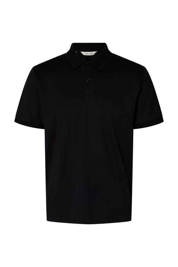 Selected Polo b&aacute;sico em piqu&eacute; Preto