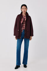 Cortefiel Long waxed parka Maroon