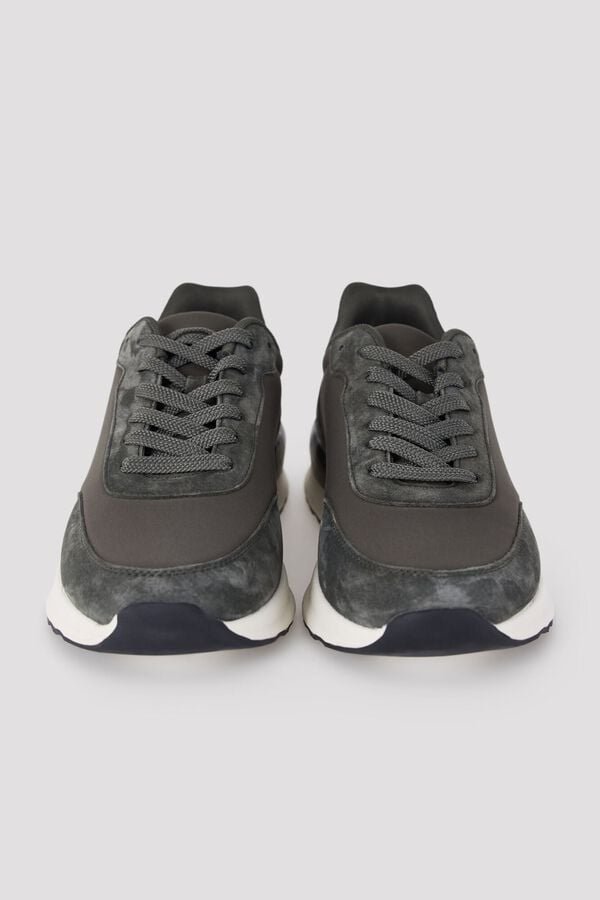 Cortefiel Leather and textile sneaker Kaki
