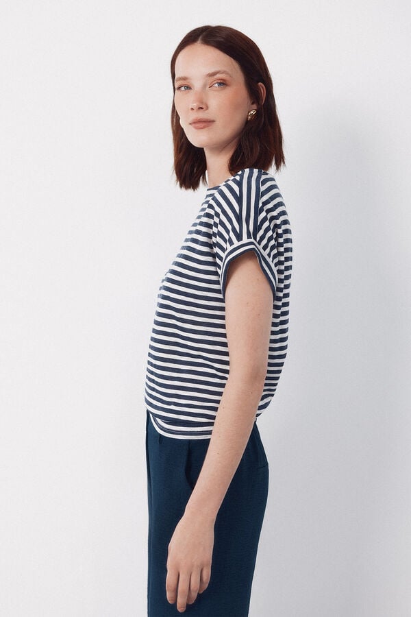 Cortefiel Striped t-shirt Printed blue