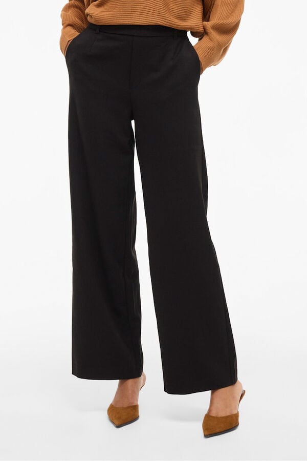 Vila Cal&ccedil;a de alfaiataria ampla Preto