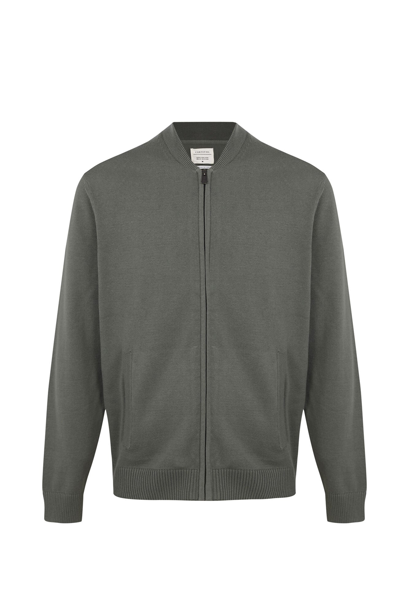 Cortefiel Cotton fine knit zip fastening cardigan