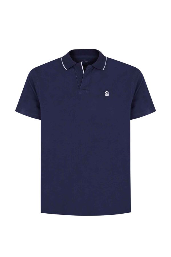 Cortefiel Open-collar polo shirt with contrast details Navy