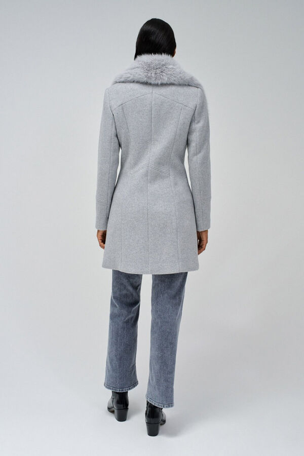 Salsa Jeans Grace cloth coat with fur Grey