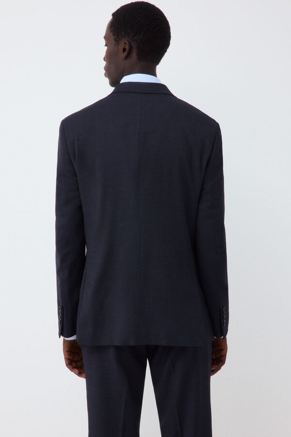 Cortefiel Navy bird's eye tailored fit jacket Blue