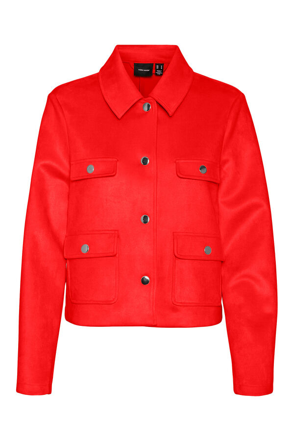 Vero Moda Blusão efeito camurça Vermelho
