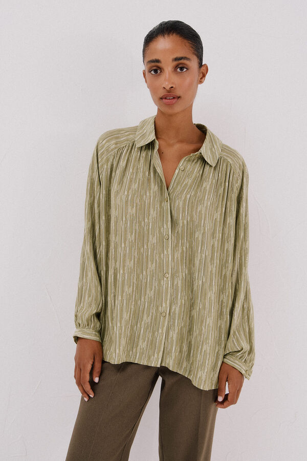 Cortefiel Blusa fluida estampada lurex Printed green