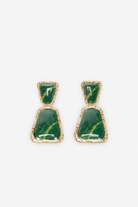 Cortefiel Marbleised resin earrings Printed green