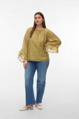 Vero Moda Curve Top manga com folho tamanhos grandes Verde