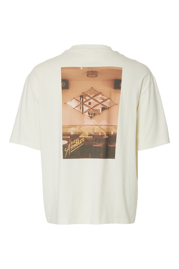 Selected T-shirt de manga curta estampada Branco